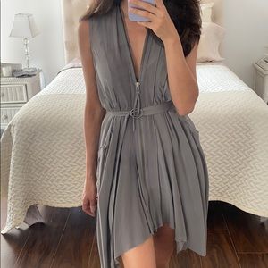 ALL SAINTS classic zipper dress in light gray.
